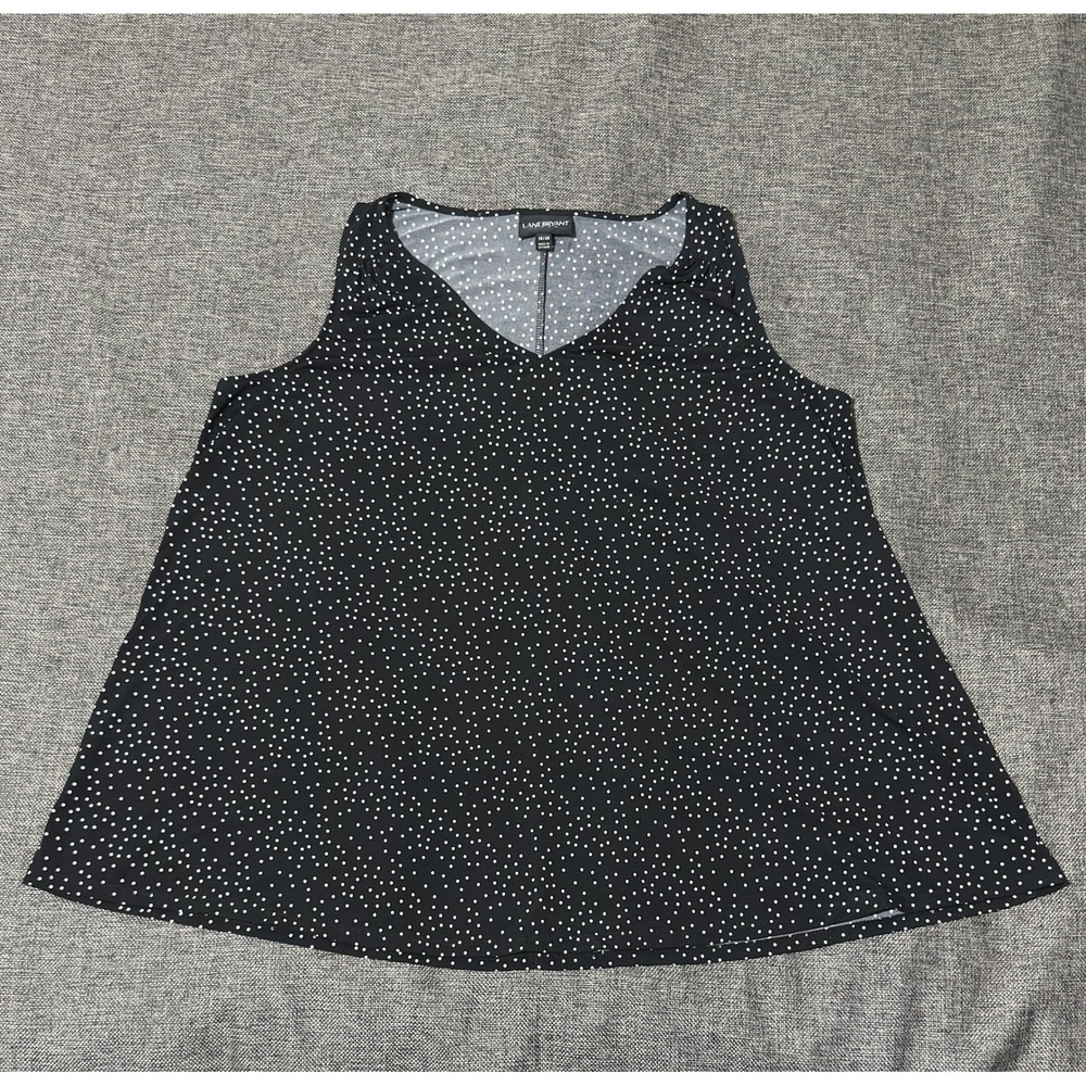 Lane Bryant Women's 18/20 Tank Top Black White Polka Dot V-Neck Sleeveless